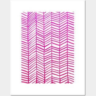 Herringbone Pink Posters and Art